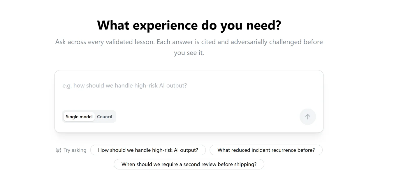 Almanexa answering a question from validated experience, with citations